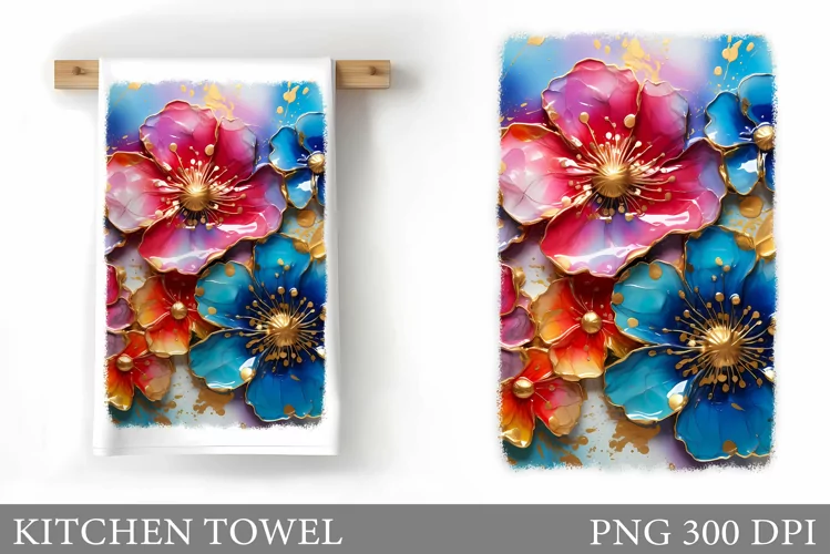 Flowers Kitchen Towel. Wildflowers Kitchen Towel Design