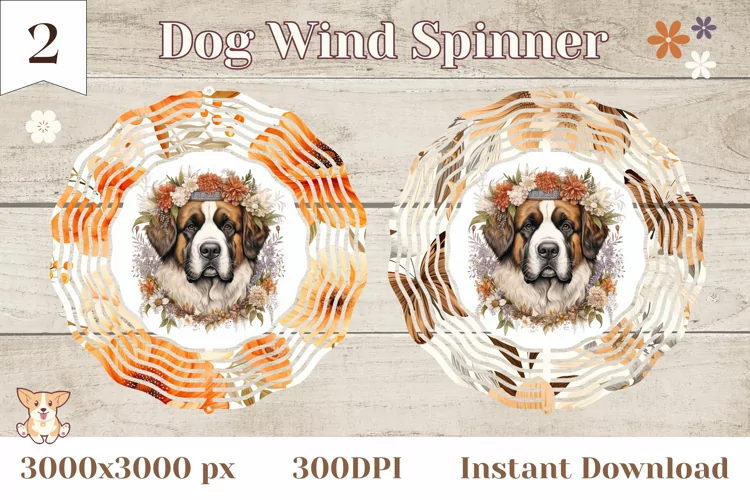 Dog Wind Spinner Design, Newfoundland Sublimation Design