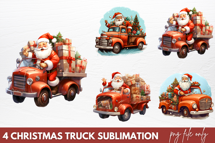 Christmas Truck Sublimation Clipart PNG