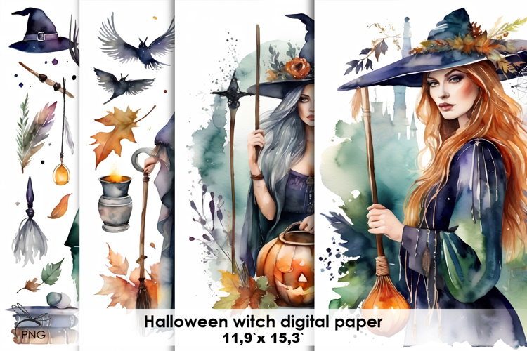 Halloween witch digital paper