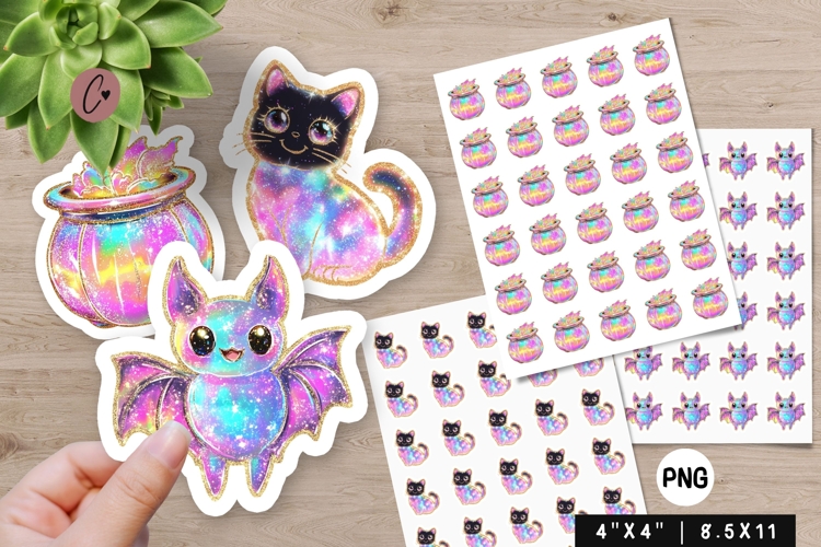 Iridescent Halloween Stickers | Halloween PNG