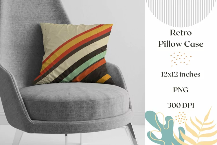 Retro Pillow Case Design, Stripes Pillow Sublimation PNG