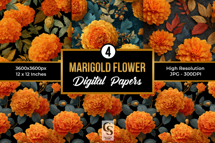 Marigold Flower Digital Paper
