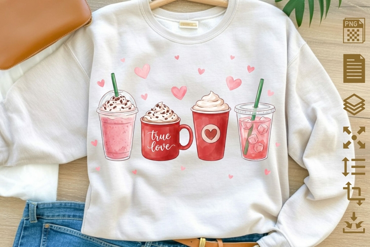 Valentine Coffee PNG, Cute Coffee Drinks Clipart, True Love
