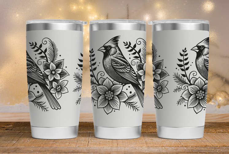 Tumbler laser svg| 20oz Tumbler Christmas Cardinal bird wrap