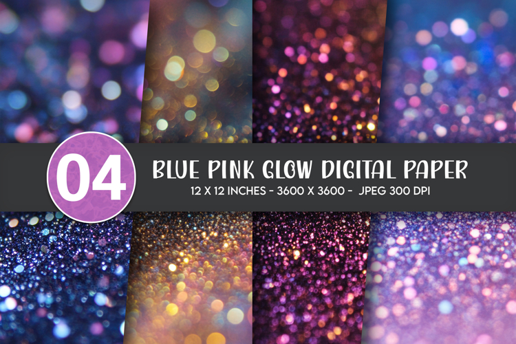 Blue Pink Glow Digital Paper