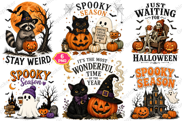 Trending Halloween PNG, Spooky Season PNG, Funny Halloween example image 1
