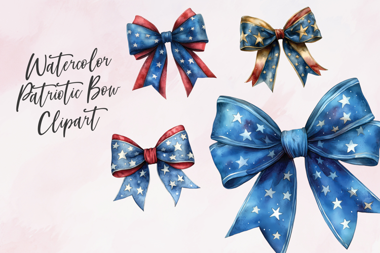 Watercolor Patriotic Bow Clipart
