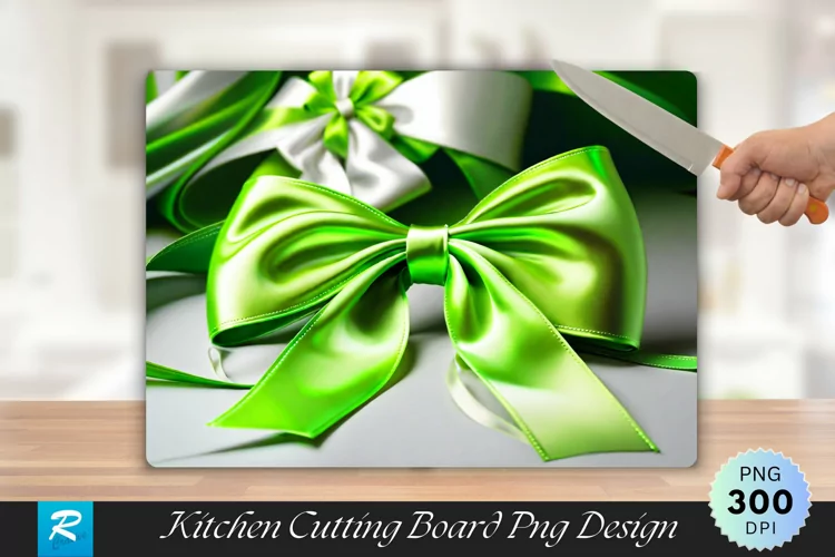 Lime Green Satin Bow Cutting Board Sublimation Design