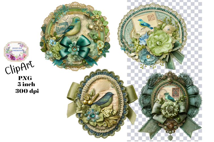 Flowers, Birds, Ephemera, PNG, Junk Journal, clipart