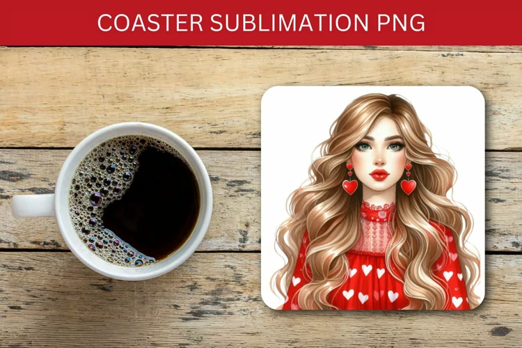 valentine square coaster - blonde girl