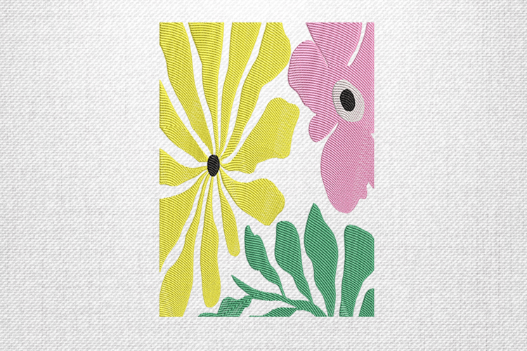 Yellow and Pink Floral Embroidery Design File