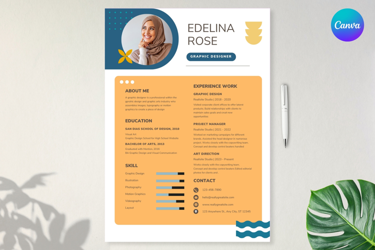 34. Feminine Yellow Resume - Canva