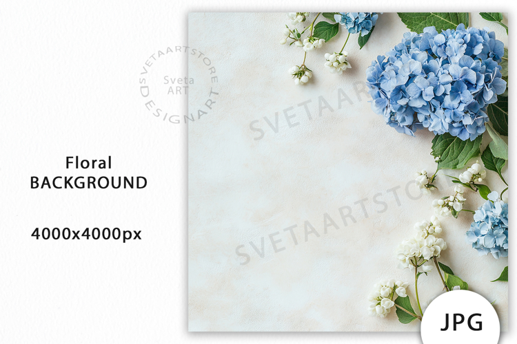 Blue Hydrangea Flowers Mockup JPG