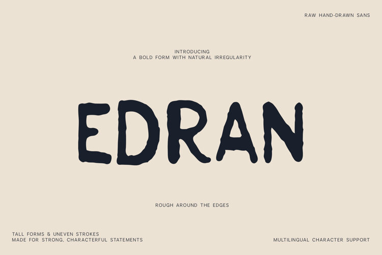 Edran Raw Hand Drawn Sans Font example image 1