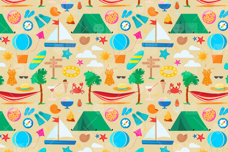 Cartoon Summer Vacation Pattern example image 1