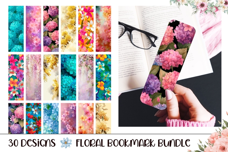 Cartoon Flowers Bookmark Bundle, Floral Bookmark Designs
