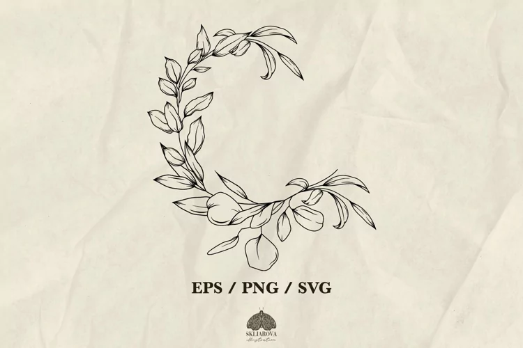 Floral vintage wreath of greenery SVG PNG EPS