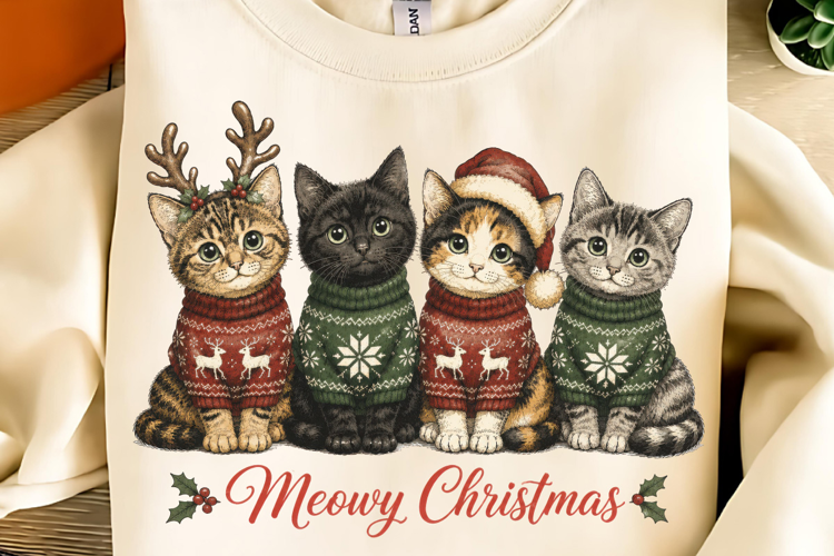Meowy Christmas Cats PNG, Trending Christmas PNG, Christmas