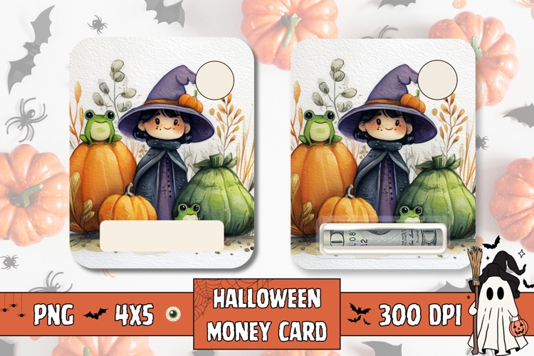 Cartoon Halloween Pumpkins Money Card, Halloween Gift Card