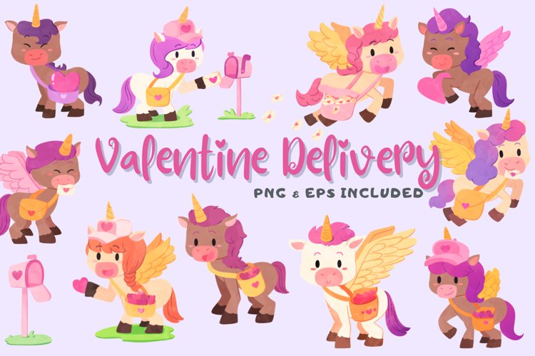 Valentine Delivery Watercolor Style Clip Art example image 1