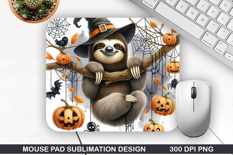 Sloth Mouse Pad Sublimation, Halloween Mouse Pad PNG