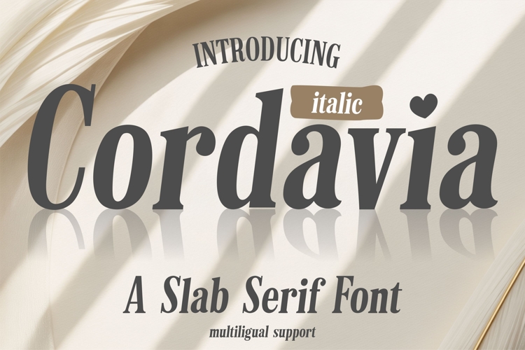 Cordavia Italic, Elegant Slab Serif Font with Soft Flow