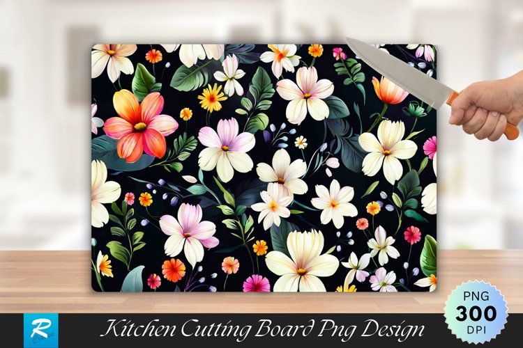 Flower Patterned Cutting Board Sublimation Design