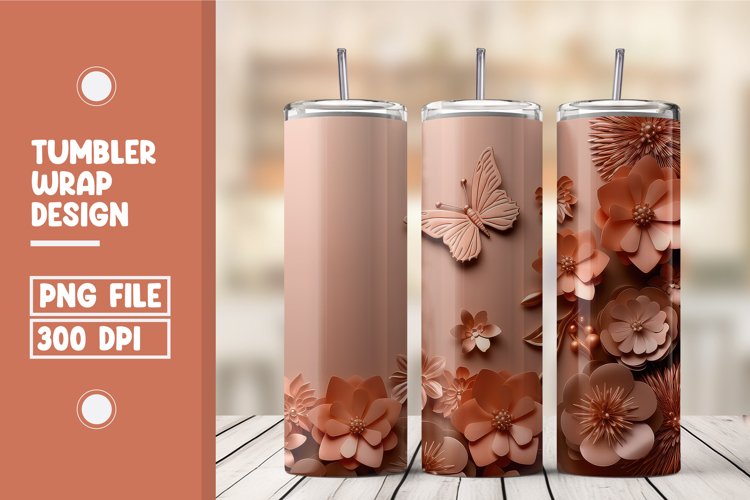 Pink Flower Tumbler Warp Design