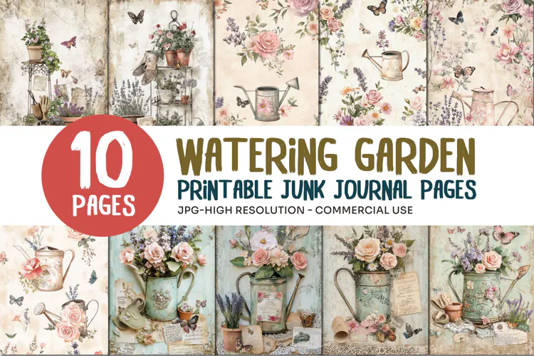 Watering Garden Junk Journal Pages