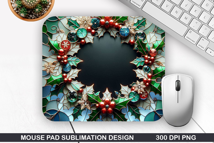Flower Mouse Pad Sublimation, Christmas Mouse Pad PNG Design