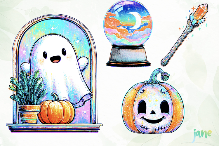 Pastel Halloween Clipart Sublimation