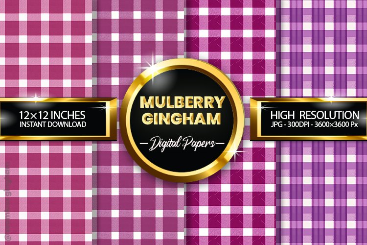 Mulberry Gingham Digital Papers 04 Variations