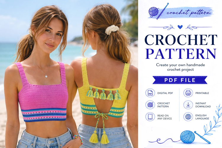 Colorblock Crochet Crop Top Pattern PDF