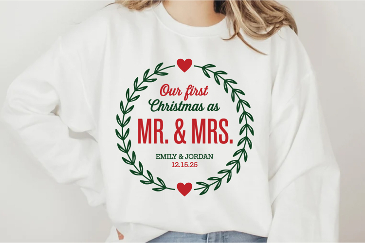 Our First Christmas As Mr. & Mrs Emily & Jordan 12.15.25 Svg