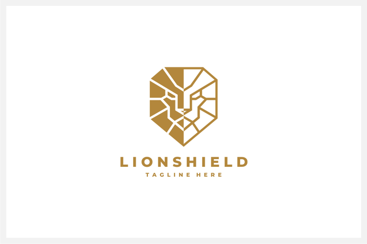 Geometric Lion Shield Logo Design Vector Illustration