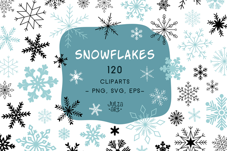 Snowflakes Clipart Bundle: Winter Christmas Elements PNG SVG