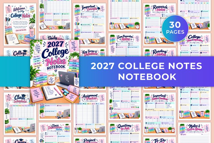 2027 College Notes Notebook Kdp interiors example image 1