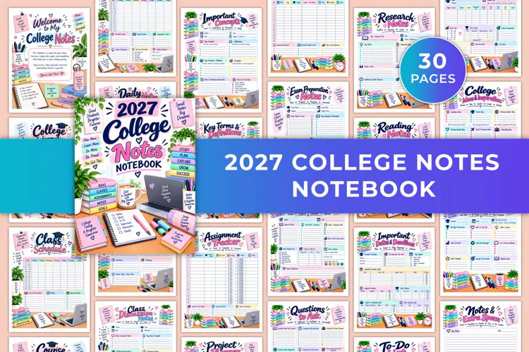 2027 College Notes Notebook Kdp interiors