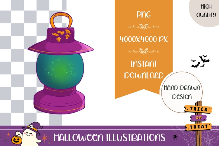 Hand Drawn Magic Illustration, Cartoon Halloween Lamp PNG