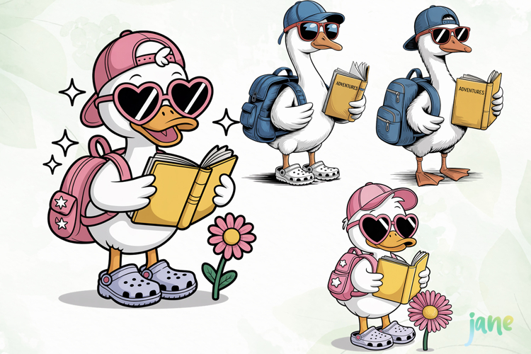 Back To School Goose Sublimation Clipart