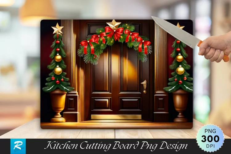 Season's Greetings Garland Cutting Board Sublimation