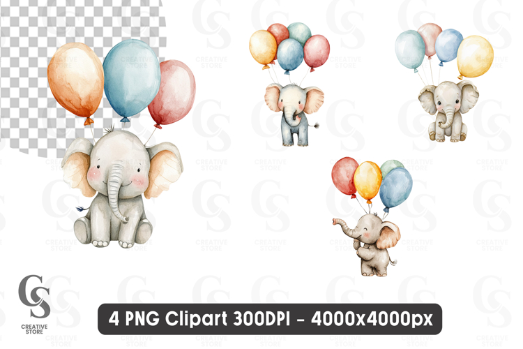 Elephant Watercolor Clipart Image 21