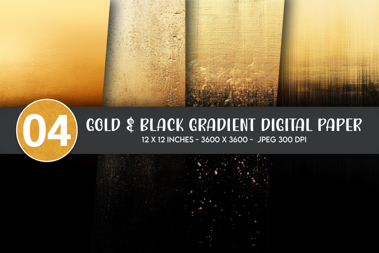 Gold & Black Gradient Digital Paper