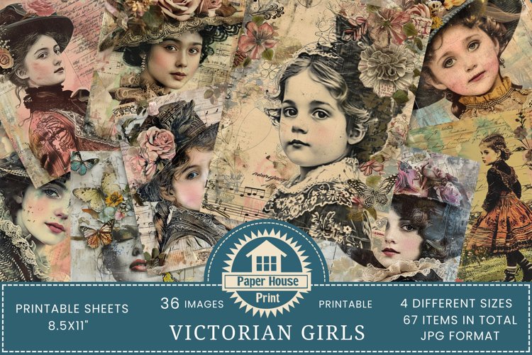 Vintage Victorian Girls Scrapbooking Paper example image 1