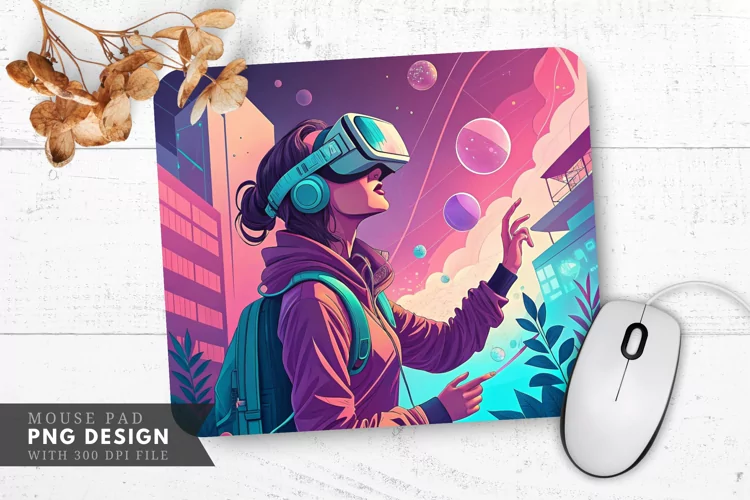Virtual Reality Adventure Mouse Pad PNG Design