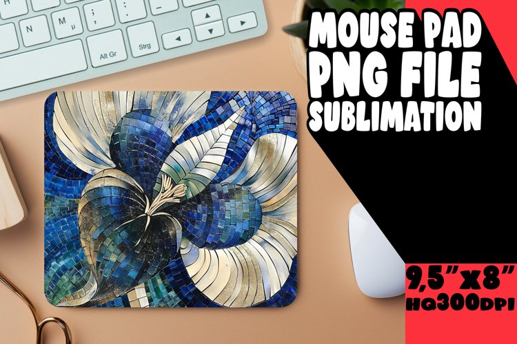 Glitter Mosaic Flower Mouse Pad Sublimation PNG