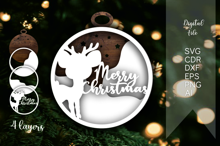 3d deer layered christmas ornaments svg files for laser cut