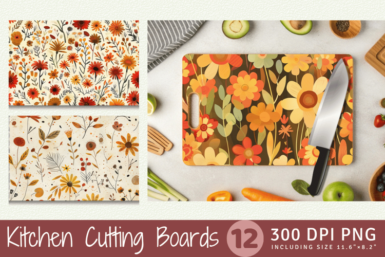 Autumn Meadow Flowers Cutting Boards sublimation Design
