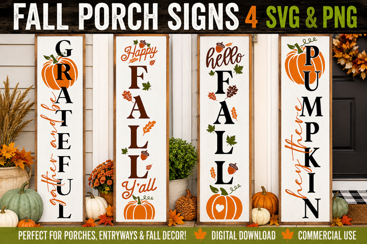 Fall Porch Signs SVG PNG, Pumpkin Welcome Decor